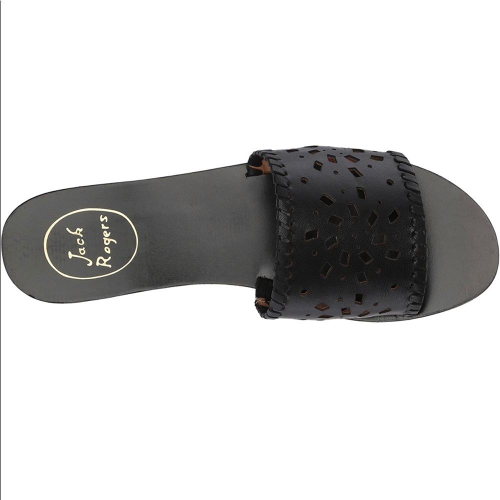 Jack Rogers Black Leather Sandals Slides US 8